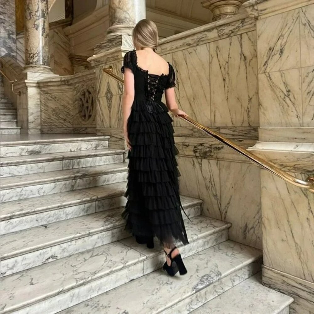 NWT AMY JANE LONDON Sofia Tulle Maxi Dress Black. SZ M - Picture 5 of 7